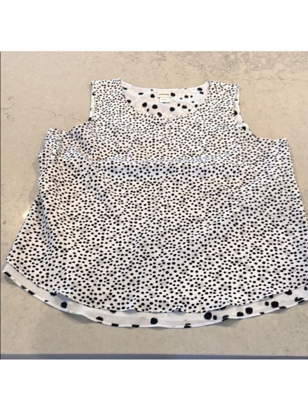 Chicos Black White Polka Dot Sleeveless Top Large